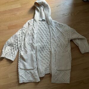 Zara Cream Knit Hooded Cardigan